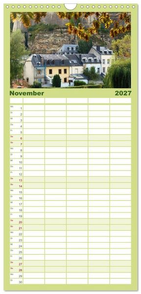 Produktbild: Familienplaner 2027 - Luxemburg entlang des Wenzelwegs mit 5 Spalten (Wandkalender, 21 x 45 cm) CALVENDO