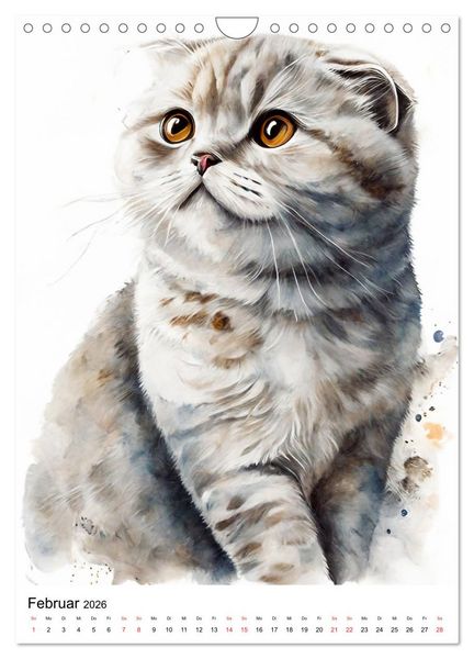 Produktbild: Katzen wie gemalt (Wandkalender 2026 DIN A4 hoch), CALVENDO Monatskalender