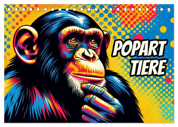 Popart-Tiere (Tischkalender 2025 DIN A5 quer), CALVENDO Monatskalender