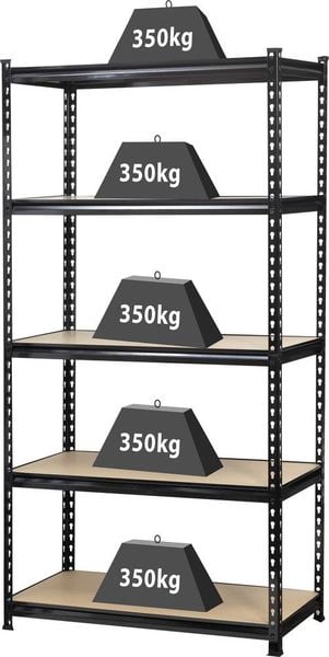 TOOLCRAFT 1530556 Schwerlastregal 350kg Metall, MDF Holzboden Anthrazit/Schwarz