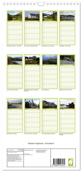 Produktbild: Familienplaner 2026 - Western Highlands - Schottland mit 5 Spalten (Wandkalender, 21 x 45 cm) CALVENDO