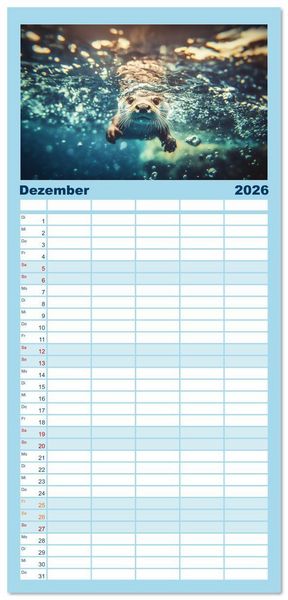 Produktbild: Familienplaner 2026 - W&auml;chter des Flusses - Ein Jahr mit Fischottern mit 5 Spalten (Wandkalender, 21 x 45 cm) CALVENDO