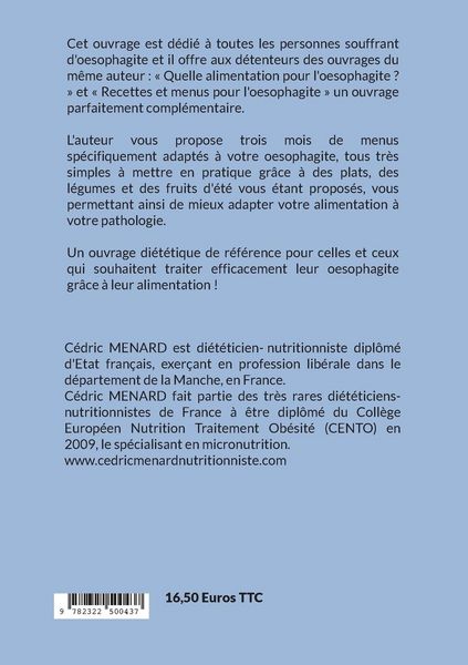Produktbild: Menus d'&eacute;t&eacute; pour l'oesophagite.