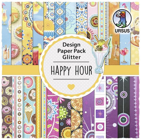 Produktbild: URSUS Spezialpapiere Design Paper Pack Glitter Happy Hour, 30 Blatt