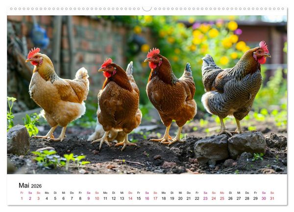 Produktbild: H&uuml;hner Federvieh (Wandkalender 2026 DIN A2 quer), CALVENDO Monatskalender