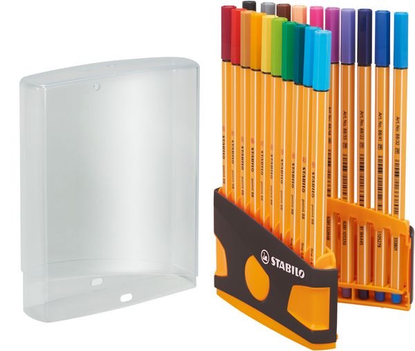 Produktbild: STABILO Fineliner -   point 88 ColorParade - 20er Tischset in anthrazit/orange - mit 20 verschiedenen Farben