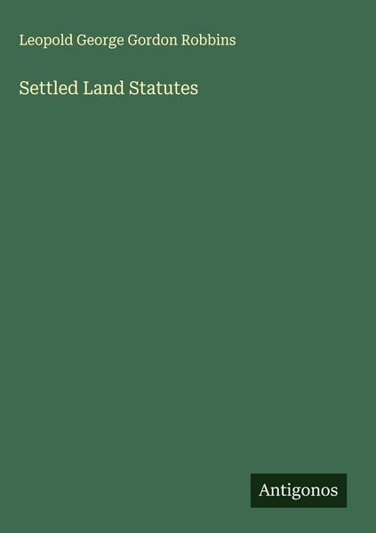 Produktbild: Settled Land Statutes