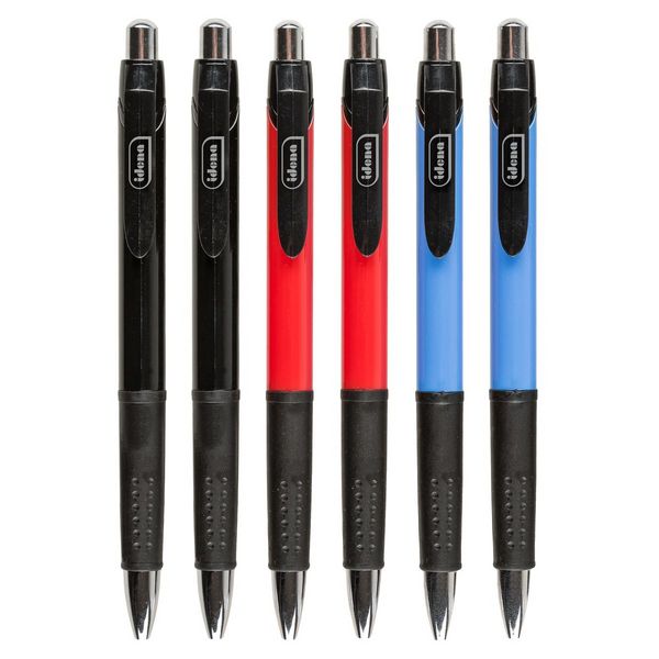Produktbild: Idena Kugelschreiber blauschreibend schwarz/rot/blau 14cm 6 St&uuml;ck