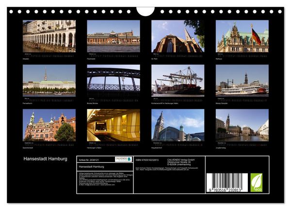 Produktbild: Hansestadt Hamburg (Wandkalender 2026 DIN A4 quer), CALVENDO Monatskalender