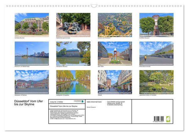 Produktbild: D&uuml;sseldorf Vom Ufer bis zur Skyline (Wandkalender 2026 DIN A2 quer), CALVENDO Monatskalender