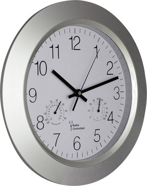 Produktbild: EUROTIME 56004 Funk Wanduhr 34cm x 50mm Silber
