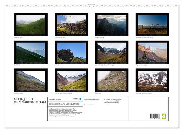 Produktbild: SEH(N)SUCHT ALPEN&Uuml;BERQUERUNG (Wandkalender 2026 DIN A2 quer), CALVENDO Monatskalender
