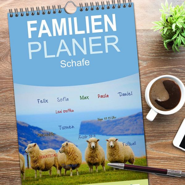Produktbild: Familienplaner 2026 - Schafe mit 5 Spalten (Wandkalender, 21 x 45 cm) CALVENDO