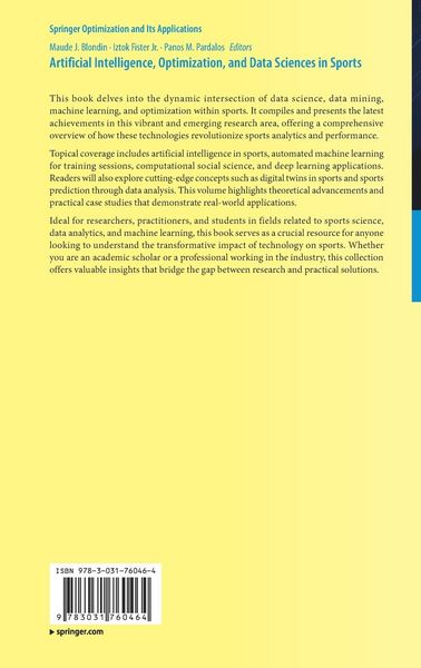Produktbild: Artificial Intelligence, Optimization, and Data Sciences in Sports
