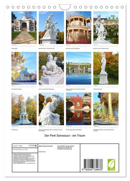Produktbild: Der Park Sanssouci - ein Traum (Wandkalender 2026 DIN A4 hoch), CALVENDO Monatskalender