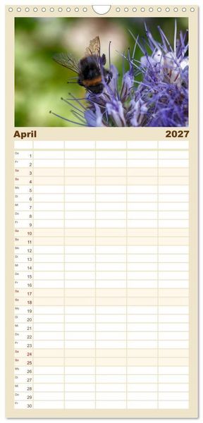 Produktbild: Familienplaner 2027 - Hummelflug mit 5 Spalten (Wandkalender, 21 x 45 cm) CALVENDO
