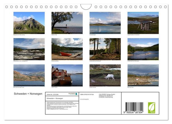 Produktbild: Schweden + Norwegen (Wandkalender 2026 DIN A4 quer), CALVENDO Monatskalender