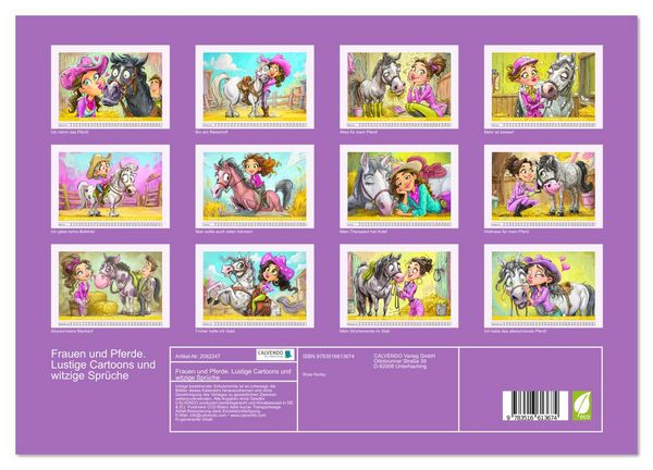 Produktbild: Frauen und Pferde. Lustige Cartoons und witzige Spr&uuml;che (hochwertiger Premium Wandkalender 2026 DIN A2 quer), Kunstdruck in Hochglanz