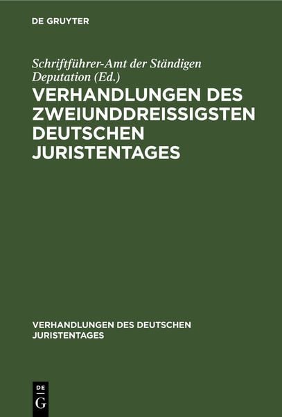 Produktbild: Verhandlungen des zweiunddrei&szlig;igsten Deutschen Juristentages