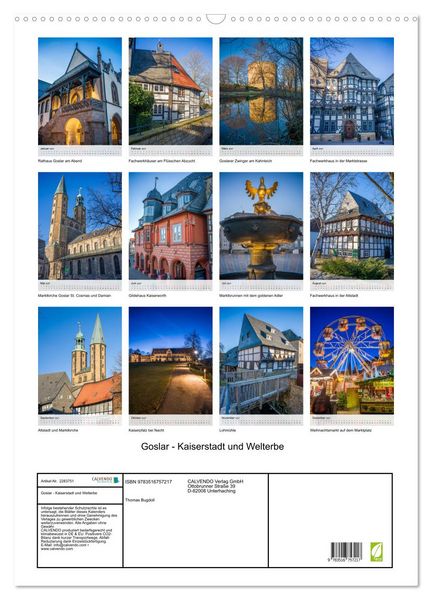 Produktbild: Goslar - Kaiserstadt und Welterbe (Wandkalender 2027 DIN A2 hoch), CALVENDO Monatskalender