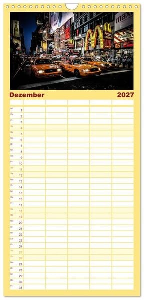 Produktbild: Familienplaner 2027 - New York feeling mit 5 Spalten (Wandkalender, 21 x 45 cm) CALVENDO