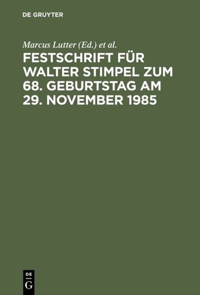 Produktbild: Festschrift f&uuml;r Walter Stimpel zum 68. Geburtstag am 29. November 1985