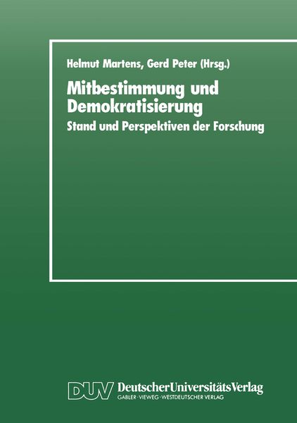Produktbild: Mitbestimmung und Demokratisierung
