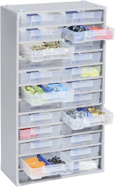 Produktbild: Allit 464810 Kleinteilmagazin VarioPlus ProM 57/48 (B x H x T) 300 x 565 x 140 mm Silber 1 St.