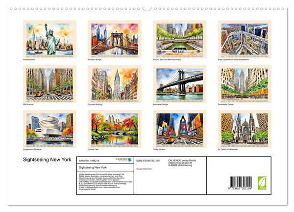 Produktbild: Sightseeing New York (hochwertiger Premium Wandkalender 2026 DIN A2 quer), Kunstdruck in Hochglanz