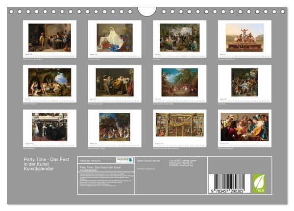 Produktbild: Party Time - Das Fest in der Kunst Kunstkalender (Wandkalender 2026 DIN A4 quer), CALVENDO Monatskalender