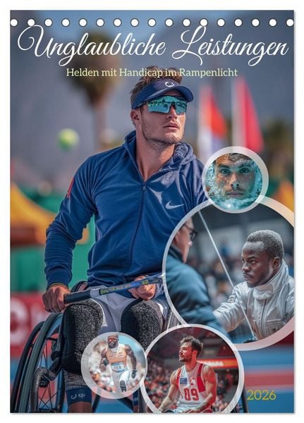 Produktbild: Unglaubliche Leistungen - Helden mit Handicap im Rampenlicht (Tischkalender 2026 DIN A5 hoch), CALVENDO Monatskalender