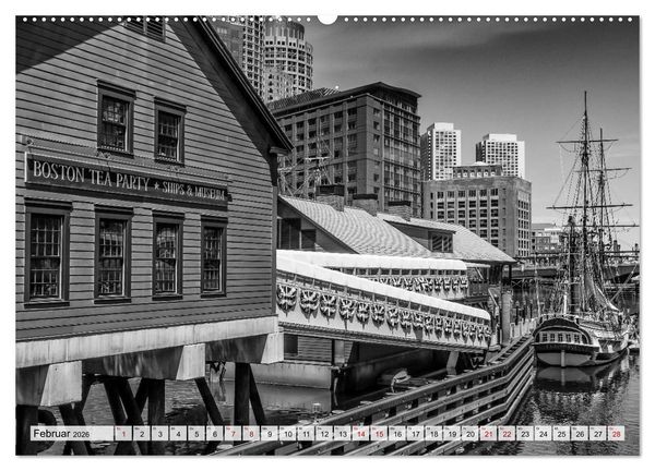 Produktbild: BOSTON Monochrome Stadtansichten (hochwertiger Premium Wandkalender 2026 DIN A2 quer), Kunstdruck in Hochglanz
