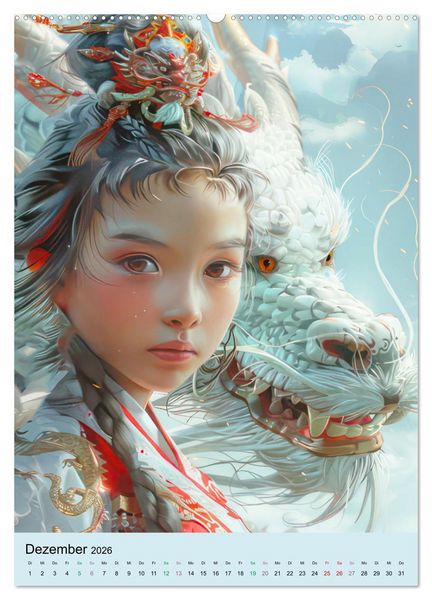Produktbild: Mein zauberhafter Drache &ndash; KI-Illustrationen (Wandkalender 2026 DIN A2 hoch), CALVENDO Monatskalender