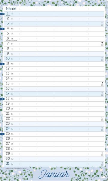 Produktbild: Deko-Familienplaner mit Tasche Flower Time 2027