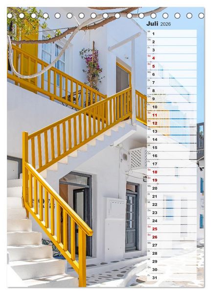 Produktbild: Bunte Treppen auf Mykonos - Reiseplaner (Tischkalender 2026 DIN A5 hoch), CALVENDO Monatskalender