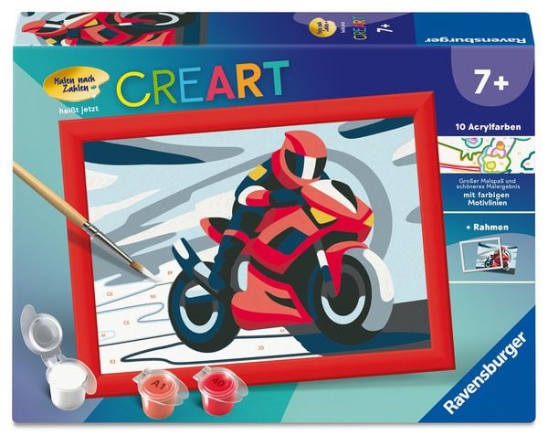 Produktbild: CreArt, Malen nach Zahlen Kinder - Motorradfahrer