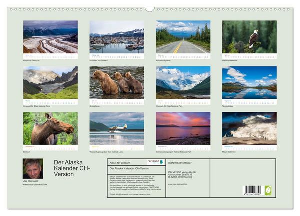 Produktbild: Der Alaska Kalender CH-Version (Wandkalender 2026 DIN A2 quer), CALVENDO Monatskalender