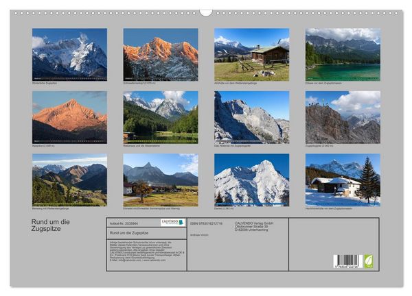 Produktbild: Rund um die Zugspitze (Wandkalender 2026 DIN A2 quer), CALVENDO Monatskalender