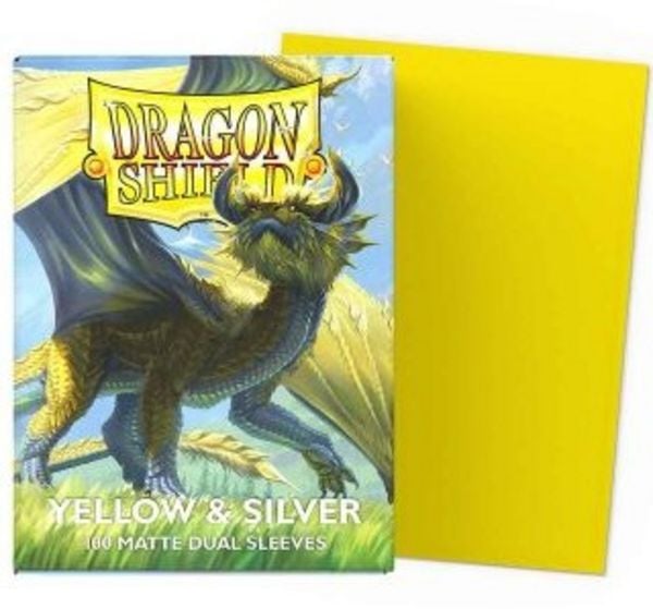 Pegasus ART15071 - Dragon Shield: Yellow & Silver (100 Matte Dual Sleeves)