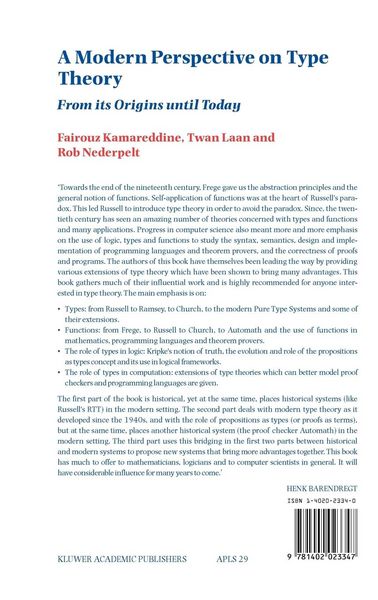 Produktbild: A Modern Perspective on Type Theory