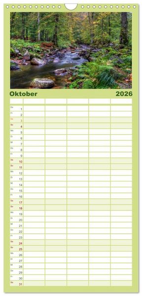 Produktbild: Familienplaner 2026 - Harz Landschaften mit 5 Spalten (Wandkalender, 21 x 45 cm) CALVENDO