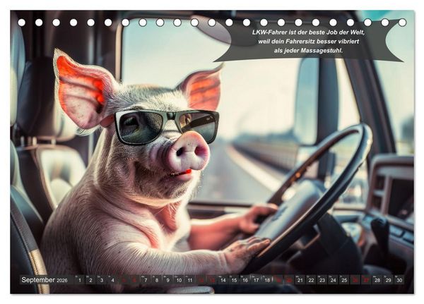 Produktbild: Tierisch lustige LKW-Fahrer (Tischkalender 2026 DIN A5 quer), CALVENDO Monatskalender