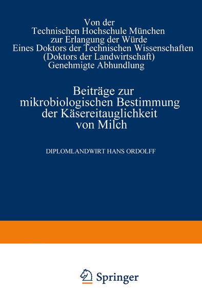 Produktbild: Beitr&auml;ge zur mikrobiologischen Bestimmung der K&auml;sereitauglichkeit von Milch