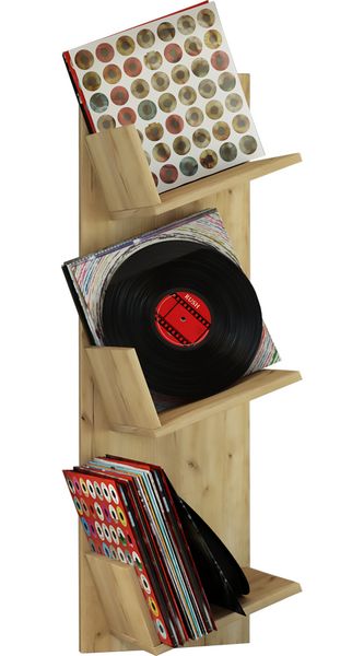 Produktbild: Holz B&uuml;cher Schallplatten LP H&auml;nge Wandregal Sulda