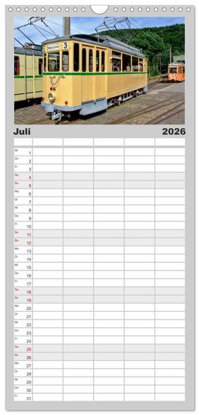 Produktbild: Familienplaner 2026 - Durch die Welt mit der Stra&szlig;enbahn mit 5 Spalten (Wandkalender, 21 x 45 cm) CALVENDO
