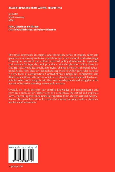 Produktbild: Policy, Experience and Change: Cross-Cultural Reflections on Inclusive Education