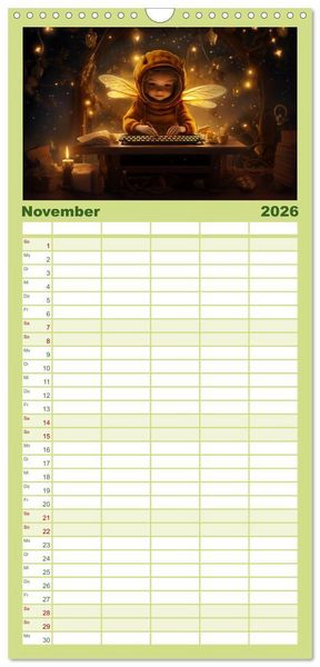 Produktbild: Familienplaner 2026 - Hallo! Ich bin die Honigbiene mit 5 Spalten (Wandkalender, 21 x 45 cm) CALVENDO