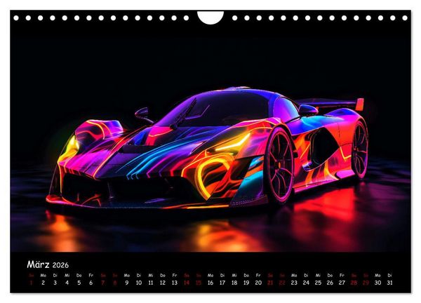Produktbild: Futuristische Neon Cars (Wandkalender 2026 DIN A4 quer), CALVENDO Monatskalender