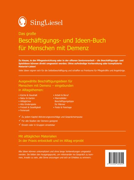 Produktbild: Das gro&szlig;e Besch&auml;ftigungsbuch f&uuml;r Menschen mit Demenz. Ideen, Spiele, Besch&auml;ftigungen f&uuml;r Senioren mit Demenz. Ratgeber.