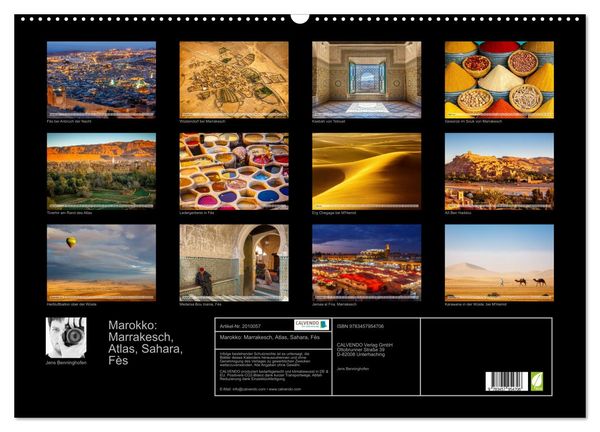 Produktbild: Marokko: Marrakesch, Atlas, Sahara, F&egrave;s (Wandkalender 2026 DIN A2 quer), CALVENDO Monatskalender